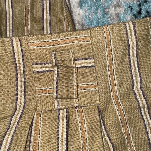 Vintage 80s Gitano Khaki Pleated High Waist Trousers Wide Leg Stripped READ - Picture 9 of 12